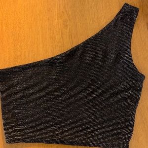 black glitter one shoulder top (BRAND NEW)